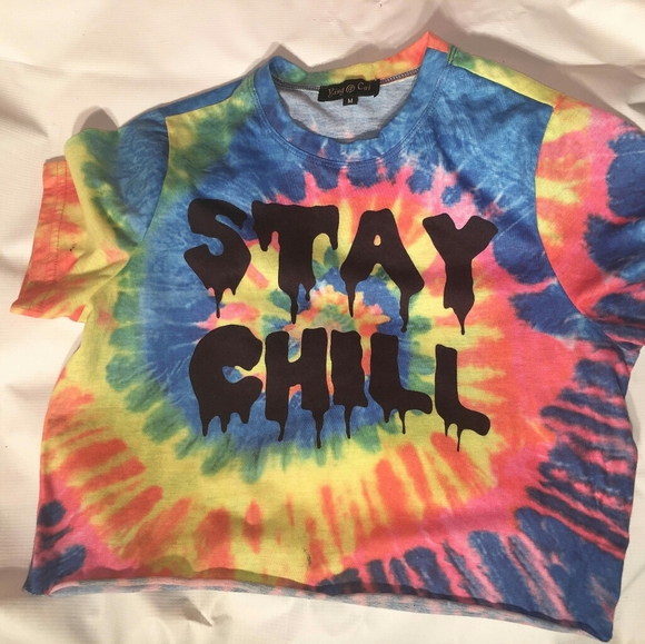 "Stay Chill" Tie Dye Crop Top - Picture 4 of 6